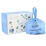 MOM EASY Biodegradable Poop Bags Tie Handle, Compostable Diaper Sacks, 200 Counts Diaper Bags Blue Color