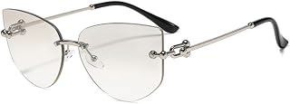 Luxury Trending Rimless Personality Cat Eye Women Sunglasses Men Travel Party Uv400