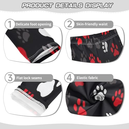 Toddler Girls Leggings Printed Yoga Pants Leggings Red White Paw for Kids3