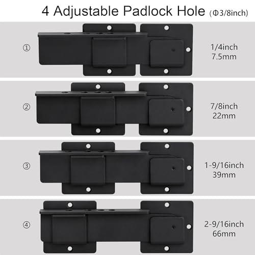 9" Flip Gate Latch Lock with 4 Padlock Holes, 4mm Extra Heavy Duty Carbon Steel Adjustable Door Latch for Sliding/Swing Gates, Outdoor Wooden Fence, Barn, Shed, Garage, Yard, Double Gate