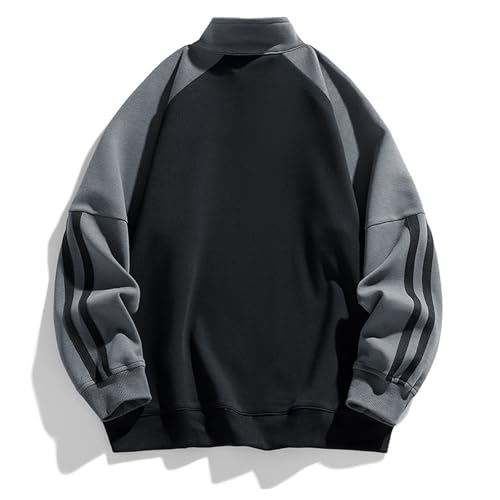 evzosrz Mens Quarter Zip Pullover Lightweight 1/4 Zipper Mock Neck Sweatshirt Fall Casual Long Sleeve Color Block Polo Shirts3