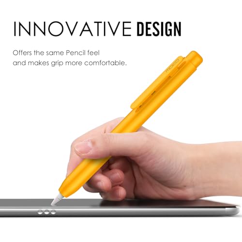 Image of MoKo Holder Case for Apple Pencil 1st Generation, Retractable Apple Pencil 1st Case Protective iPad Pencil Sleeve Skin Cover with Sturdy Clip, Papaya