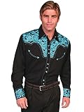 Scully Men's Turquoise Embroidered Gunfighter Shirt Turquoise X-Large