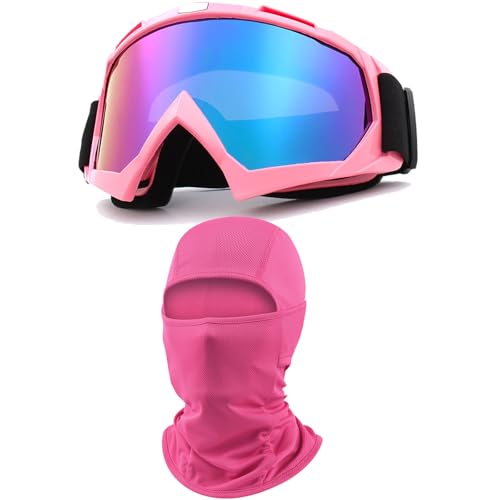 Motorcycle Goggles with Balaclava for Women Girls, Dirt Bike ATV Motocross Riding Racing Ski Goggle Safety Glasses