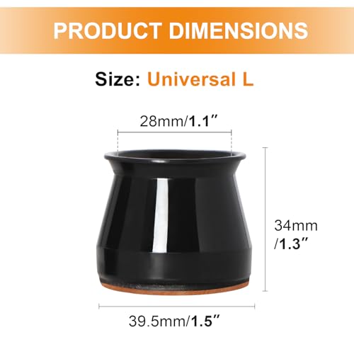 24 Pcs Chair Leg Floor Protectors for Hardwood Floors Silicone Covers to Protect Wood Tile Floors Felt Bottom Furniture Leg Caps Anti-Scratch Reduce Noise (Fit:1.3"-2")