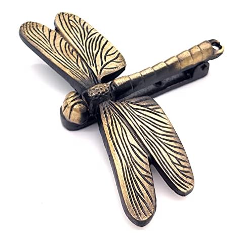 Solid Brass Antique Finish Dragon Fly Decorative Unique Front Door Knocker, Unique Door Knockers for Garden Wooden House Farmhouse, Home Décor Accessorie Cover