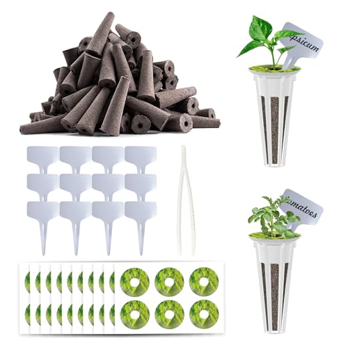 Image of 133 Pack Hydroponic Pods Supplies for Aerogarden Pods, Grow Sponges for Hydroponics, Seed Pods Kit with 60 Grow Sponges, 60 Pod Labels,12 Plant Labels, 1 Tweezer for Hydroponic Indoor Garden System