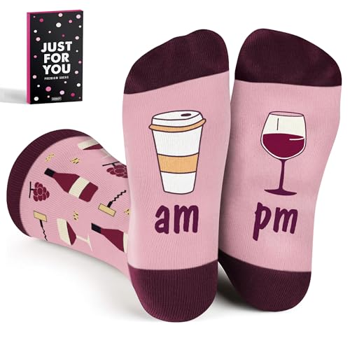 VICRAZY Wine Gifts for Women - Funny Socks for Wine