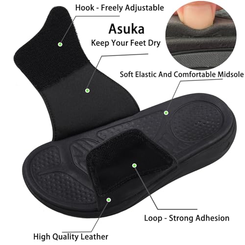 Image of Vogana Sandals for Men Adjustable Width Slides Arch Support Orthopedic for Diabetic Plantar Fasciitis Swollen Feet Pain Relief Neuropathy