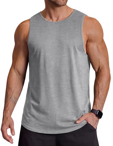 COOFANDY Cut Off Gym Shirts Mens Muscle Tank Top Men Lightweight Polyester Basic Sleeveless Tops Fitness Summer Beach Tank