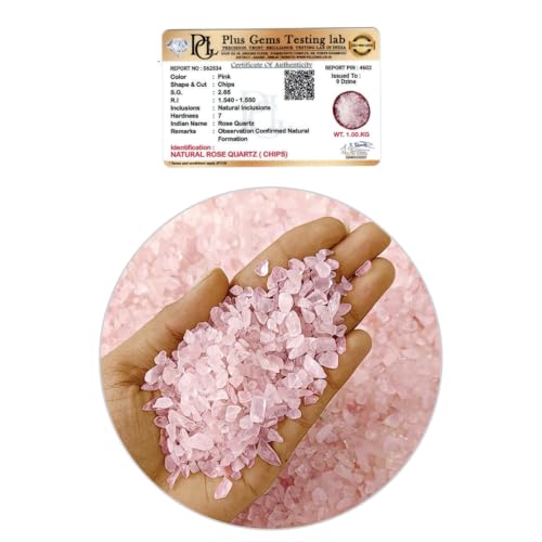 Image of Natural Rose Quartz Crystal Chips 1 Kg with Authenticity Certificate | Pink Quartz Loose Gemstone Chips for Vastu, Pooja, Meditation, Resin Art, Craft, Aquarium & Home Decor Stones