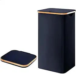 Cesto de Roupa Suja Dobrável com Tampa, Organizador para Lavanderia, Banheiro e Quarto (Preto)