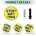 PLIGREAT 2 Pack Yellow Stop Don't Touch Baby Car Seat Sign for Newborn Babys Girl Boy No Touching Kissing Baby Reminder Signage for Babys Carrier Car Seat Stroller Tag with Hanging Straps and Clip