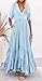 CHARTOU Women's Boho Ruffle Sleeve Flowy Maxi Dress Lace Up Back Tiered Party A Line Dress (X-Large,Light Blue)