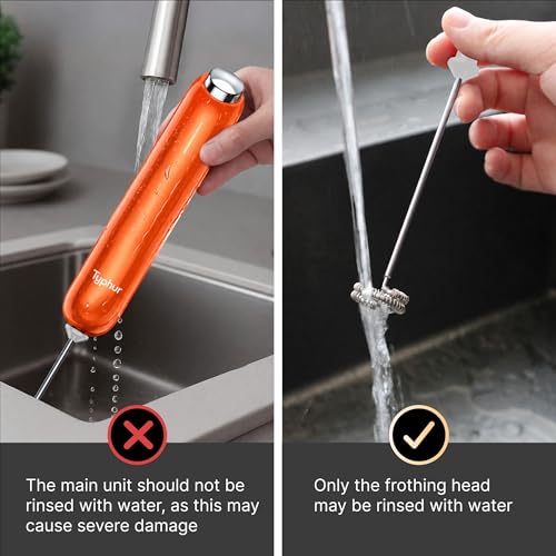 Image of InstaWhisk Milk Frother with Variable Speed, Rechargeable Coffee Frother Wand with Detachable Double Whisk, Handheld Electric Stirrer for Latte, Cappuccino, Matcha, Almond Milk, Protein, Orange