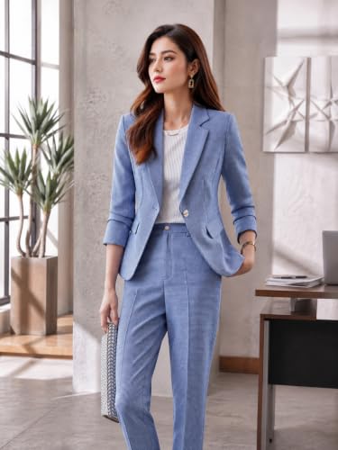 Image of Women's Suit Blazer 3 Piece Office Business Casual Single Breasted Blazer Jacket Pant and Canny Set