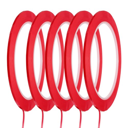 sourcing map Whiteboard Tape 2mm Self Adhesive Graphic Chart Line Tape 66 Meters Grid Marking Stickers for Pinstripe Dry Erase Board Scrapbooking DIY Art Crafts, Red, Pack of 5