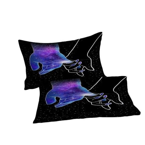 Main dans la main imprimé parure de lit microfibre violette 220x240cm avec taies - 7