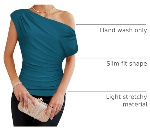Image of GRACE KARIN One Shoulder Summer Tops for Women Ruched Batwing Asymmetrical Tops Dressy Casual Party Shirts