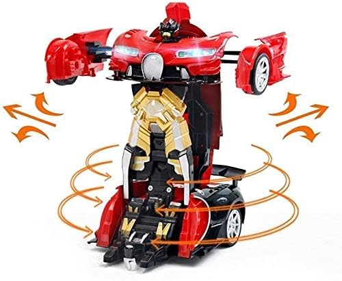 Image of K D Robot Races Car Toy - 2-in-1 Automatic Transforming Car to Robot with 4D Lights & Music, Battery Operated, Non-Toxic, Gift Toy for Kids (2+ Years) (RED & Black)