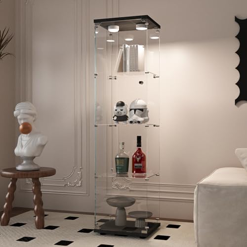 Image of Beauty4U Glass Display Cabinet with 13-Color LED, 4-Tier Curio Cabinet