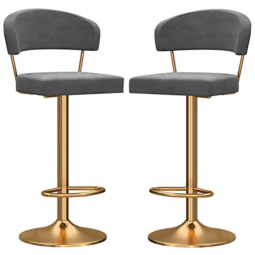 Taburetes de Bar de Altura de mostrador, taburetes de Bar tapizados de Terciopelo Modernos con Respaldo, sillas de Bar giratorias de 360° con Patas de Metal y reposapiés, Altura Ajustable, i