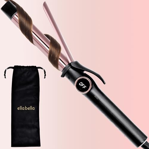 ELLA BELLA® Slimline Curling Iron 1 Inch - Professional Curling Wand with Dual Voltage, Titanium Coating, for Long-Lasting Curls and Reliable Styling