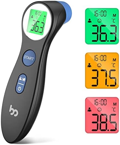 Fieberthermometer für Babys, Kinder und Erwachsene, kontaktloses Stirnthermometer Infrarot Thermometer mit sofortiger genauer Ablesung, Fieberalarm, schwarz