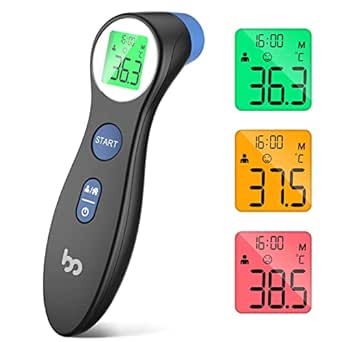 Fieberthermometer für Babys, Kinder und Erwachsene, kontaktloses Stirnthermometer Infrarot Thermometer mit sofortiger genauer Ablesung, Fieberalarm, schwarz