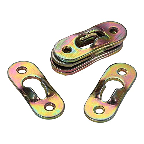 Image of dophee 10Pcs Metal Keyhole Hangers with Screws Hanging Plates Brackets Fasteners for Mirror Photo Picture Frames Oil Painting, 37x15mm