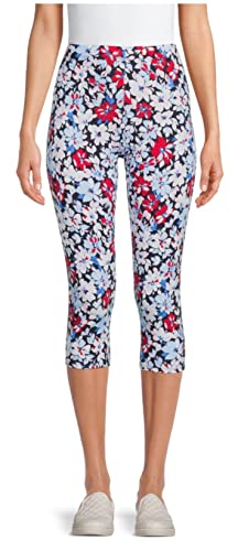 Junior's Bloom Navy Capri Leggings - Medium