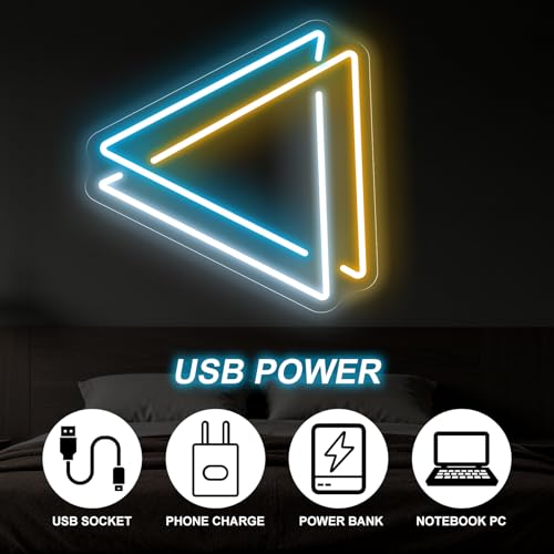 Image of Triangle Neon Sign, Abstract Wall Art, Triangle Dimmable LED Light, Modern Office Neon Sign, Home Wall Decor Room Decoration, 13 inchx11.8 inch