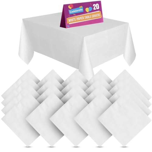 SOL 20pk White Paper Table Covers | Paper Tablecloths for Parties | White Table Cover Disposable Table Clothes For Parties | White Disposable Tablecloths Paper Table Cover | White Paper Table Cloth, 322033
