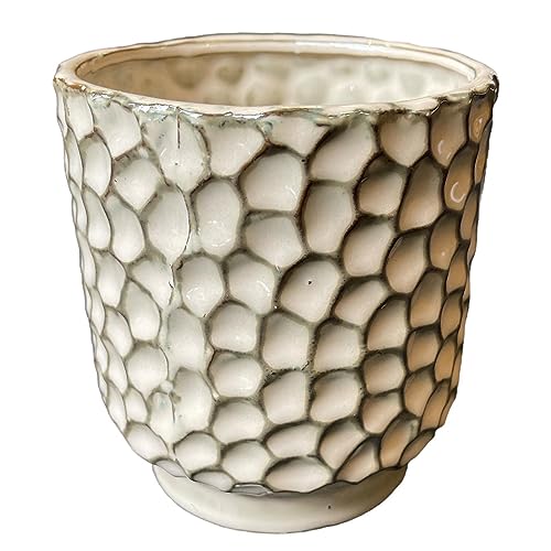 Dadeldo Living & Lifestyle Blumentopf Steingut Lano 15x13cm Creme-Olive Übertopf Dekoration