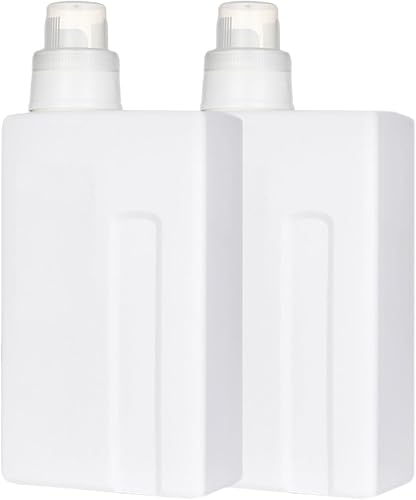 Zerodeko Paquete de 2 botellas vacías recargables de detergente de 33 onzas con tapas a prueba de fugas para viajes y uso doméstico