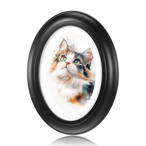 Housoutil Marco de Fotos Ovalado de Madera Negro para Colgar en Pared Clavos en S sin Costura, Elegante y Clásico para Decoración y Exhibición en Mesa