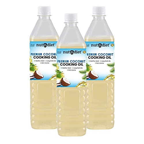 Image of nutndiet Premium Edible Coconut Oil For Cooking, PET Bottle 3 Litre (1L X 3)
