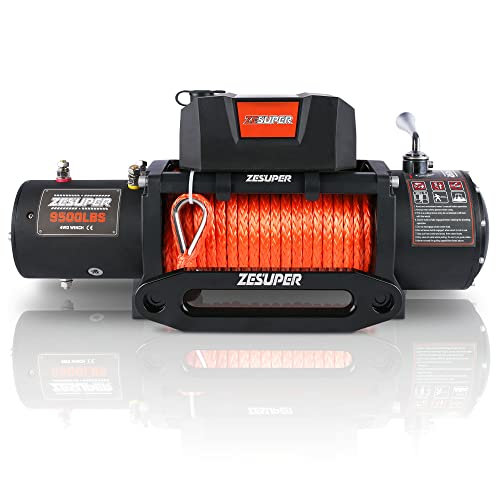 ZESUPER 9500 lbs Electric Winch Kit Waterproof IP67 Electric Winch with Hawse Fairlead, with Both Wireless Handheld Remote and Corded Control Recovery (9500-Rope) - Image 2