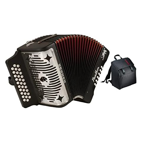 Hohner Panther G, C, F Key Combination Diatonic Accordion (Black) BUNDLE with Gig Bag Cover