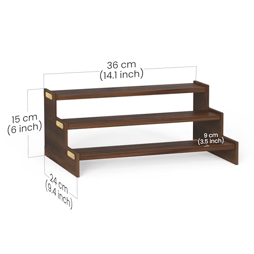 Image of BLUEWUD Dolvin Ladder Style Engineering Wood Spice Masala Rack Shelf Stand Organizer /Spice Bottle Display Rack & Cup Stand for Home & Kitchen, DIY (Do it Yourself), (Brown Maple, 36 X 24 X 15 Cm)