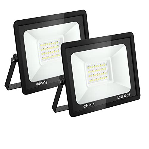 toobettp 2 Pezzi Foco LED Exterior 30W, 3000LM Focos Led 6500K Blanco Cálido, IP66 Impermeable Aplique Pared para Garaje Jardín Patio Parque