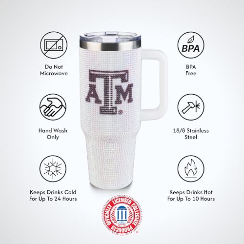 Image of The Memory Company Officially Licensed 40oz White Bling Game Day Tumbler, Texas A&M University
