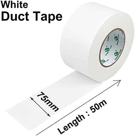 BOMEI PACK White Wide Duct Tape Reinforced 75mm x 50m Waterproof Heavy Duty Cloth Gaffer Tape for Fixing Repairing,craft DIY,book repair,carpet seaming,Box Sealing,Bundling