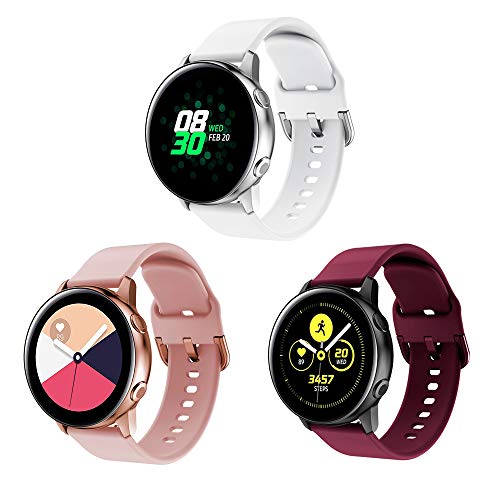 RIOROO Compatible for Samsung Active 2 Watch Bands/Active Watch Bands/Galaxy Watch 3 41mm/ 40mm/42mm/44mm, Silicone Wristband Compatible for Samsung Galaxy Watch Gear S2 Classic/Gear Sport Smart Watch