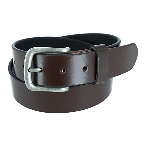 CTM Men's Leather 1 3/8 Inch Removable Buckle Bridle Belt