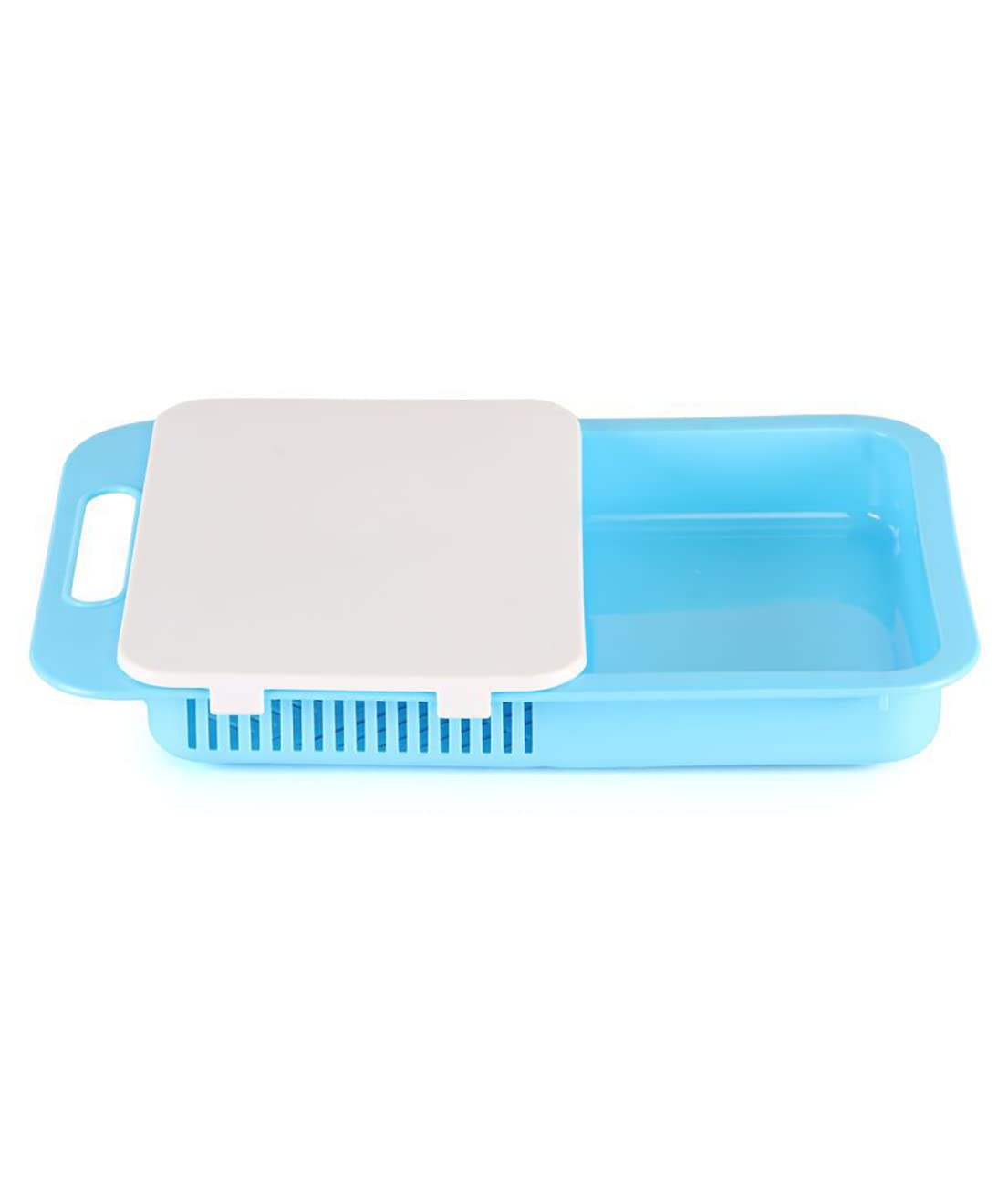 HOMETALESChop & Store, Cutting & Chopping Board with Tray & Strainer - Blue (1U)