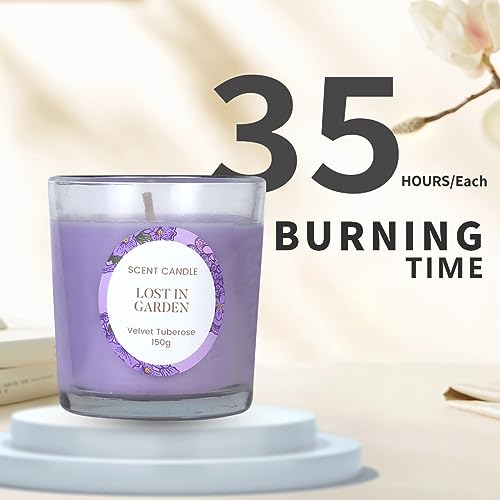 Image of MINISO Scented Candles Home Wax Scented Candle Aroma Decoration Candles Gift for Home Decor-Lost in Garden,150G*2, Wild Flower+Velvet Tuberose
