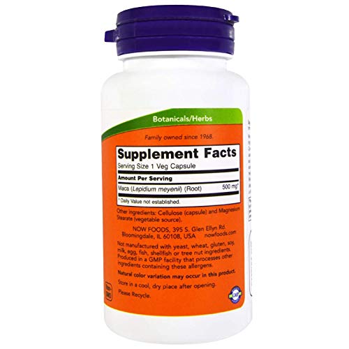 Maca Peruana 500mg 100 Cápsulas VEGETARIANAS Now Foods Saúde Sexual