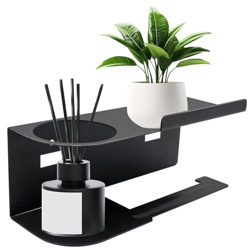Rongrongago Porta Rollos de Papel Higienico Adhesivo con 2 Métodos de Instalación Toilet Paper Holder Acero Inoxidable Portarrollos Baño Sin Taladro para Baño Cocina Baño (Negro)