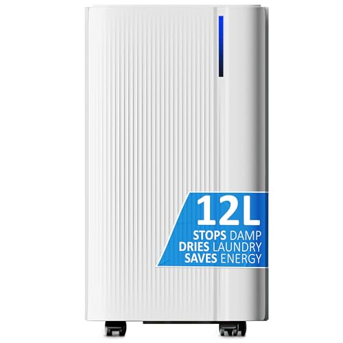 Netta 12L/Day Compressor Quiet Dehumidifier, Powerful Mould Remover & Laundry Drying With 24-Hour Timer And Sleep Mode For Damp, Mould And Condensation